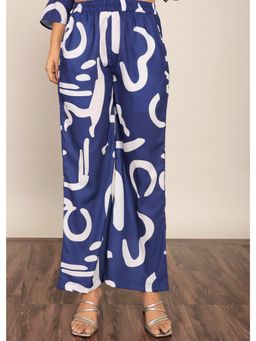 Kaori By Shreya - Blue & White Relaxed Palazzo With 2 Pockets