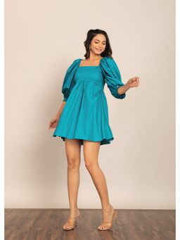 Kaori By Shreya - Sky Blue Bust Fitted Skater Mini Dress