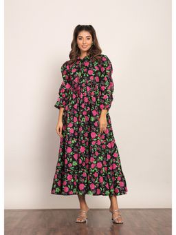 Kaori By Shreya - Multi Floral Collar Neckline Maxi Dress