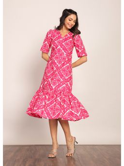 Kaori By Shreya - Pink And White Floral Midi Dress