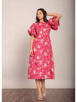 Kaori By Shreya - Pink And White Floral Midi Dress