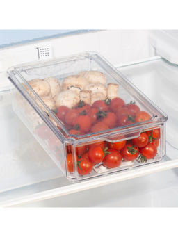 HomeTown - Robusto Plastic Rectangle Fridge Organizer 2.35Ltr in Transparent Colour