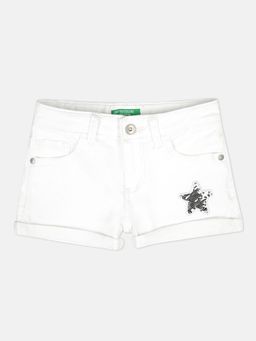 United Colors of Benetton - Girls White Solid Shorts