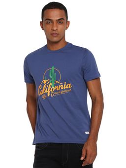 Lee - Men Steel Blue Graphic Print Slim Fit T-shirt