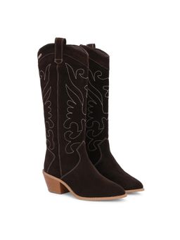 Delize - Women Brown Suede Leather Casual Boots
