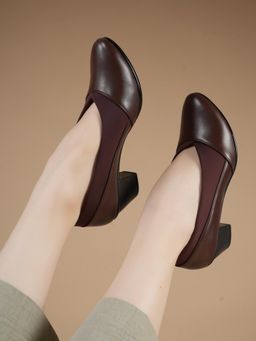 Liscott - Women Comfortable Pump Heels - Brown
