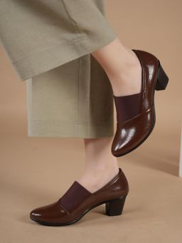 Liscott - Women Comfortable Pump Heels - Brown
