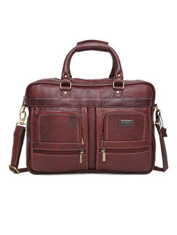 WILDHORN - Maroon Leather Laptop Messenger Bag for Men| Padded Laptop Compartment |Office Bag