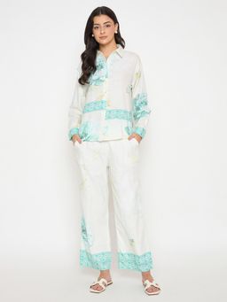 Madame - Floral Print Sea Green Cotton Co-Ord Set