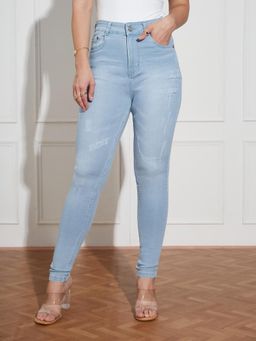 Miss Chase - Women Light Blue Skinny High Rise Regular Stretchable Denim Jeans
