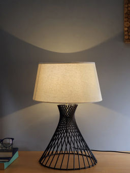 Homesake - Metal Spiral Table Lamp Black Khaki Shade