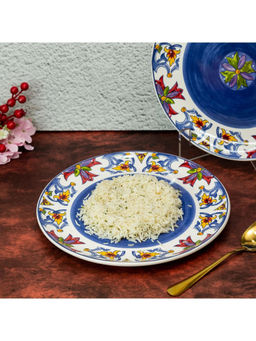 EZ Life - Tianzhu Dinner Plate 11 Inch Ceramic Serving Plate Blue Series Pack Of 6