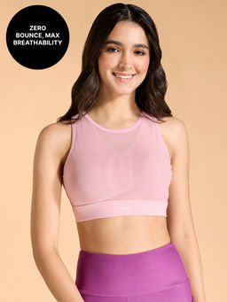 Kica - Women High Impact & Full Coverage Mesh Sports Bra Pink
