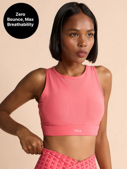 Kica - Women High Impact & Full Coverage Mesh Sports Bra Pink