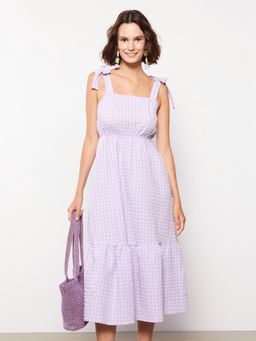 LC WAIKIKI - Square Collar Plaid Strap Womens Dress