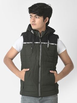 CRIMSOUNE CLUB - Boys Olive Green Colour Blocked Gilet Jacket