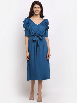 Ewoke - Solid Blue Knot Dress