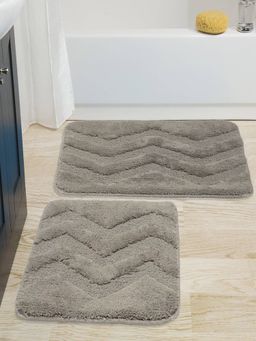 Saral Home - Cotton Anti-Slip Bathmat (Grey, 45 x 60 cm & 45 x 50 cm)