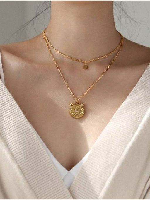 White Lies Vintage Multi Layered Choker Necklace - 18k Gold Plated Stainless Steel