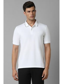 Louis Philippe - Men White Solid Polo T-Shirt