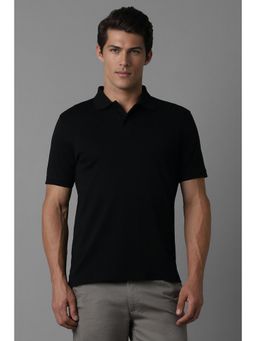 Louis Philippe - Men Black Solid Polo T-Shirt