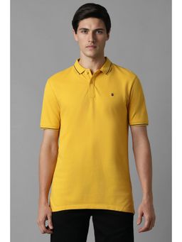 Louis Philippe - Men Yellow Solid Polo T-Shirt