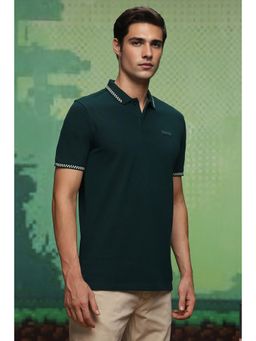 Louis Philippe - Men Green Solid Polo T-Shirt