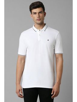 Louis Philippe - Men White Solid Polo T-Shirt