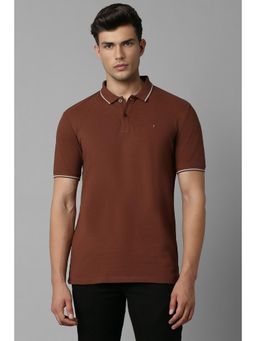 Louis Philippe - Men Brown Solid Polo T-Shirt