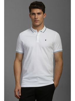 Louis Philippe - Men White Solid Polo T-Shirt
