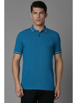 Louis Philippe - Men Blue Solid Polo T-Shirt