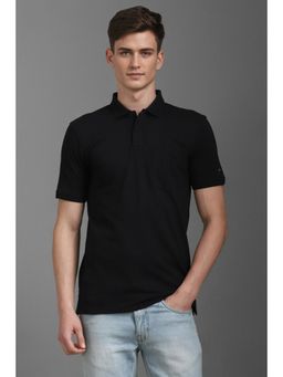 Louis Philippe - Men Black Solid Polo T-Shirt