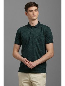 Louis Philippe - Men Green Print Polo T-Shirt