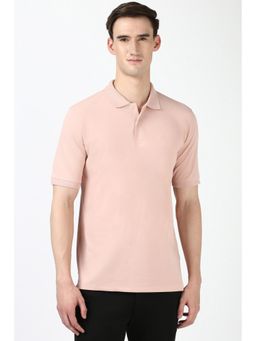 Peter England - Men Peach Solid Polo T-Shirt