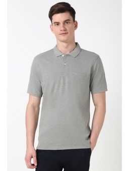 Peter England - Men Grey Solid Polo T-Shirt
