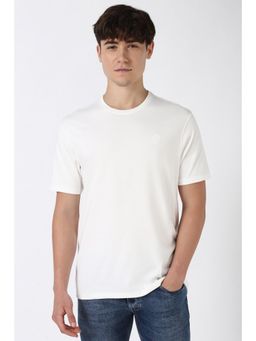 Peter England - Men White Solid Round Crew Neck Round Neck T-Shirt