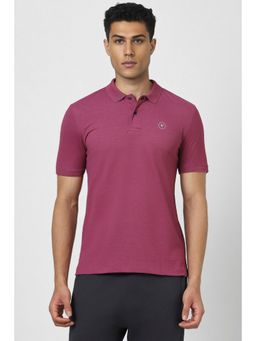 Van Heusen - Men Purple Solid Polo T-Shirt