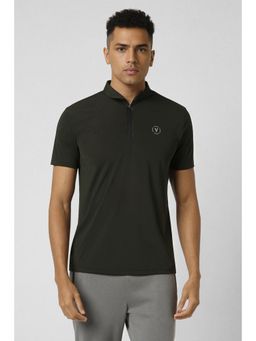 Van Heusen - Men Green Textured Polo T-Shirt