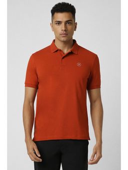 Van Heusen - Men Red Solid Polo T-Shirt