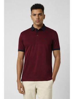 Van Heusen - Men Maroon Solid Polo T-Shirt