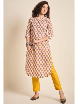 Gahan - Off White Cotton Blend Ethnic Motifs Kurta with Pant