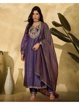 Gahan - Lavender Silk Blend Zari Sequence Embroidered Kurta with Pant & Dupatta