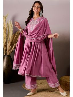 Gahan - Embroidered Sequence Pink Silk Blend Kurta with Palazzo & Dupatta