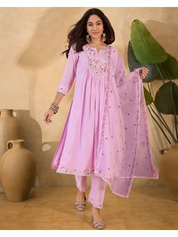 Gahan - Pink Silk Blend Zari Thread Work Embroidered Kurta with Pant & Dupatta