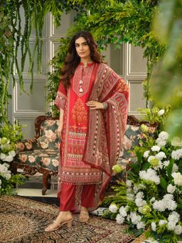 Gahan - Maroon Digital Print Kurta with Pant Heavy Handwork & Dupatta