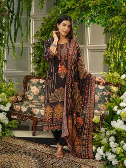 Gahan - Heavy Handwork Black Digital Print Kurta with Pant & Dupatta