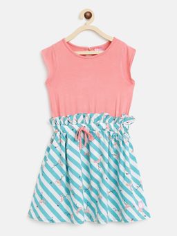 Tales & Stories - Girls Pink Cotton Regular Fit Printed Dress