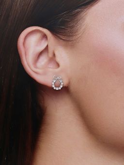 Kai Jewel - Sterling Silver Charming Bow Pearl Earrings