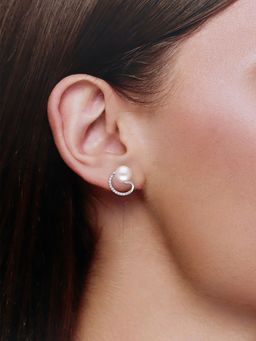Kai Jewel - Sterling Silver Stylish Argent Pearl Earrings