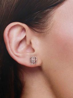 Kai Jewel - Sterling Silver Rose Gold Minimalistic Baguette Casual Stud Earrings